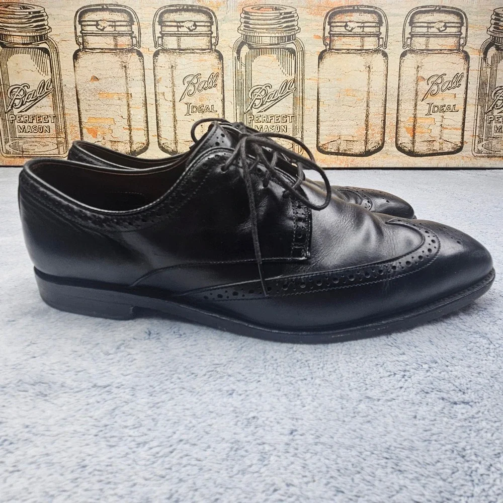 Allen Edmonds Bel Air Mens 12D Black Leather Wingtip Oxford Shoes USA Made Derby